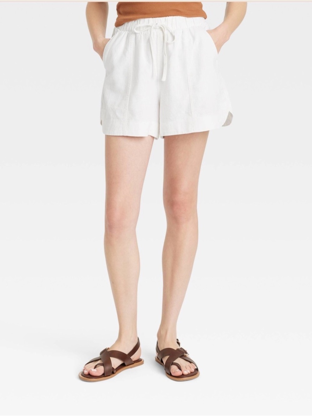 Universal Thread White High Rise Linen Pull-On Shorts. Size Large